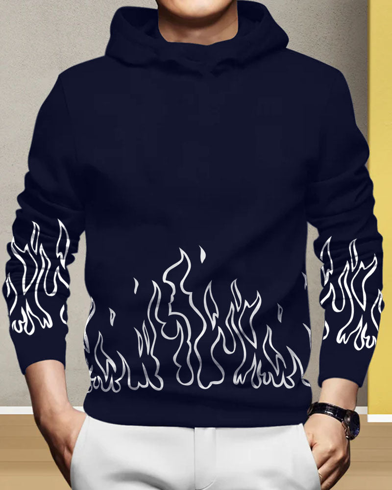 NAVY Fire Hoodie Cotton blend Men's T-Shirt-FRONT