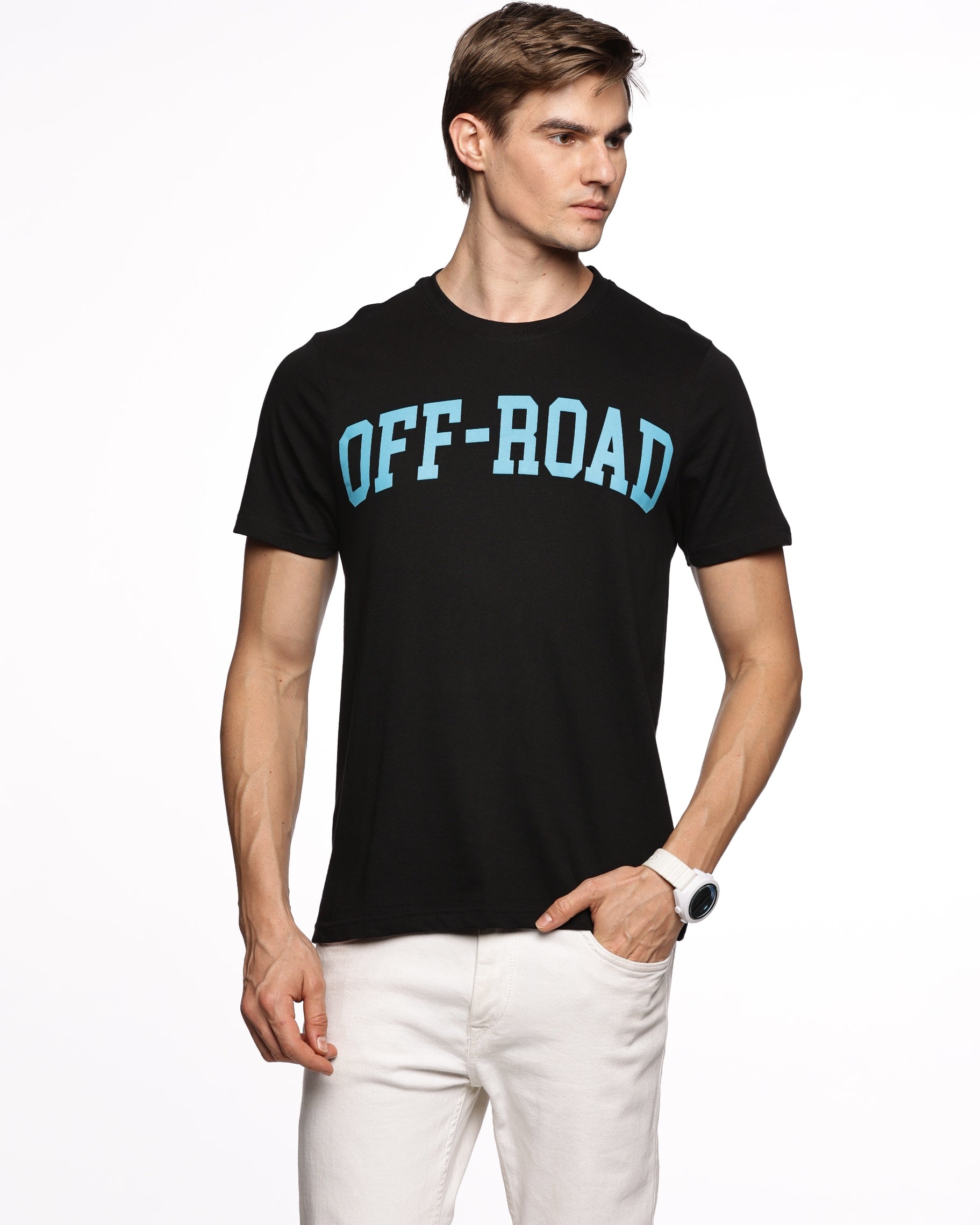 Retro Revival: Men's Half-Sleeve Vintage Print Pure Cotton T-Shirt