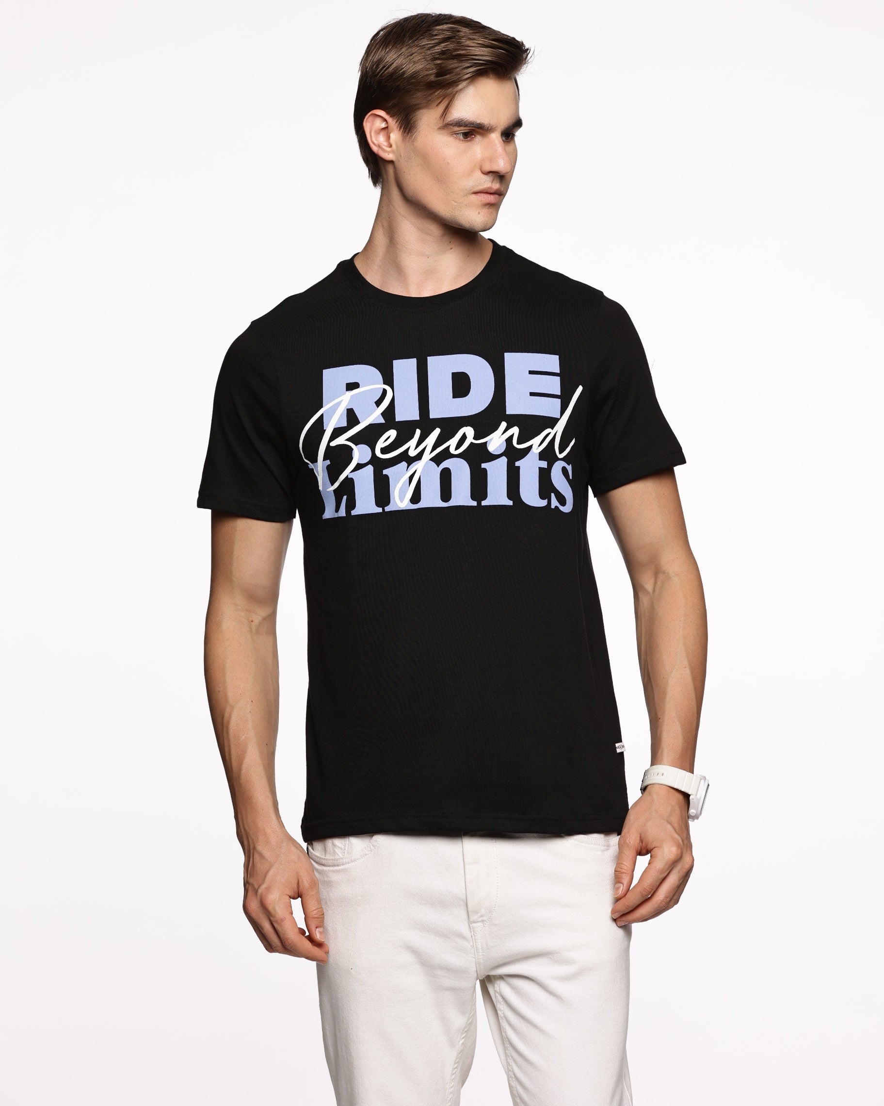 Tropical Vibes: Men's Half-Sleeve Palm Print Pure Cotton T-Shirt