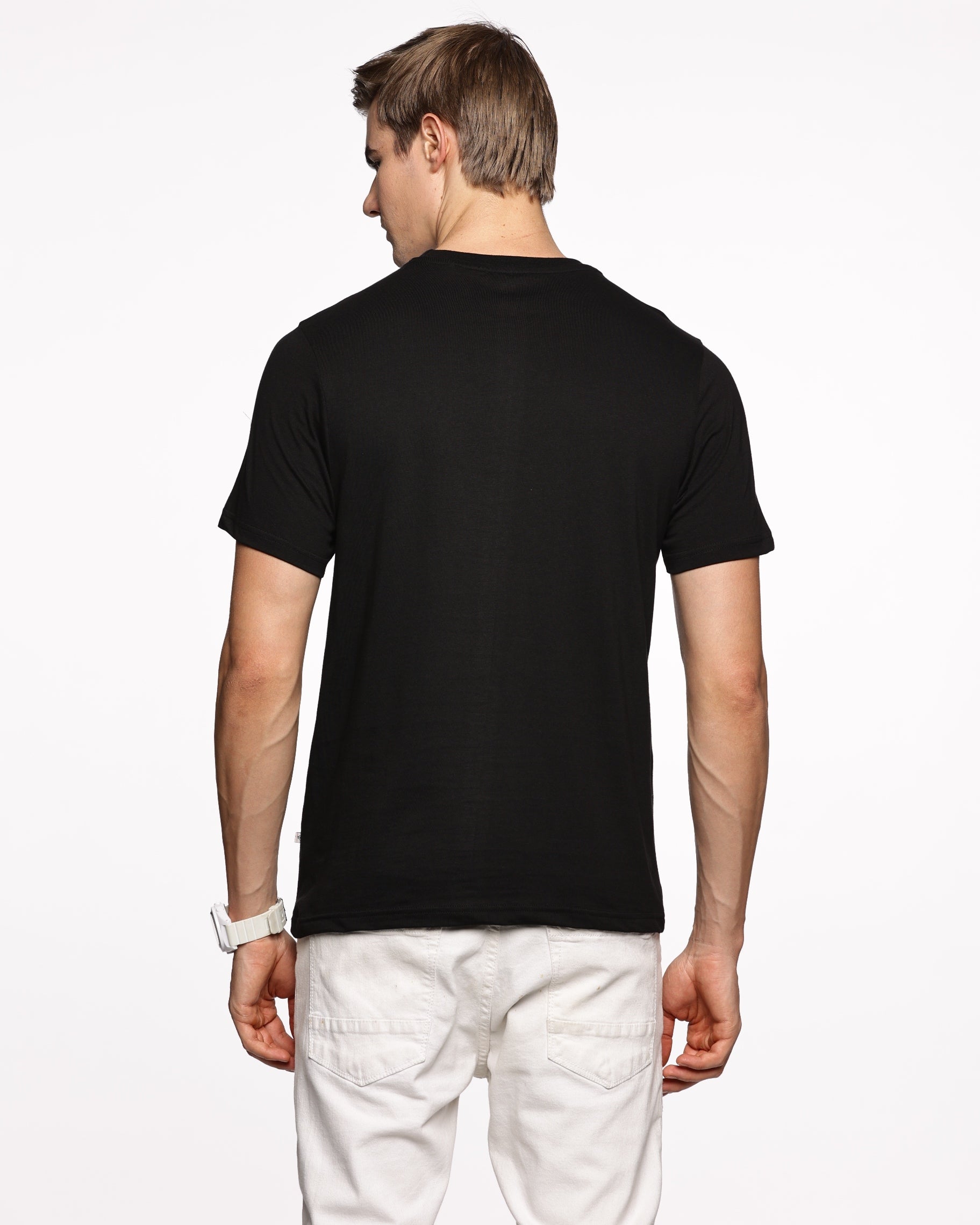 Tropical Vibes: Men's Half-Sleeve Palm Print Pure Cotton T-Shirt