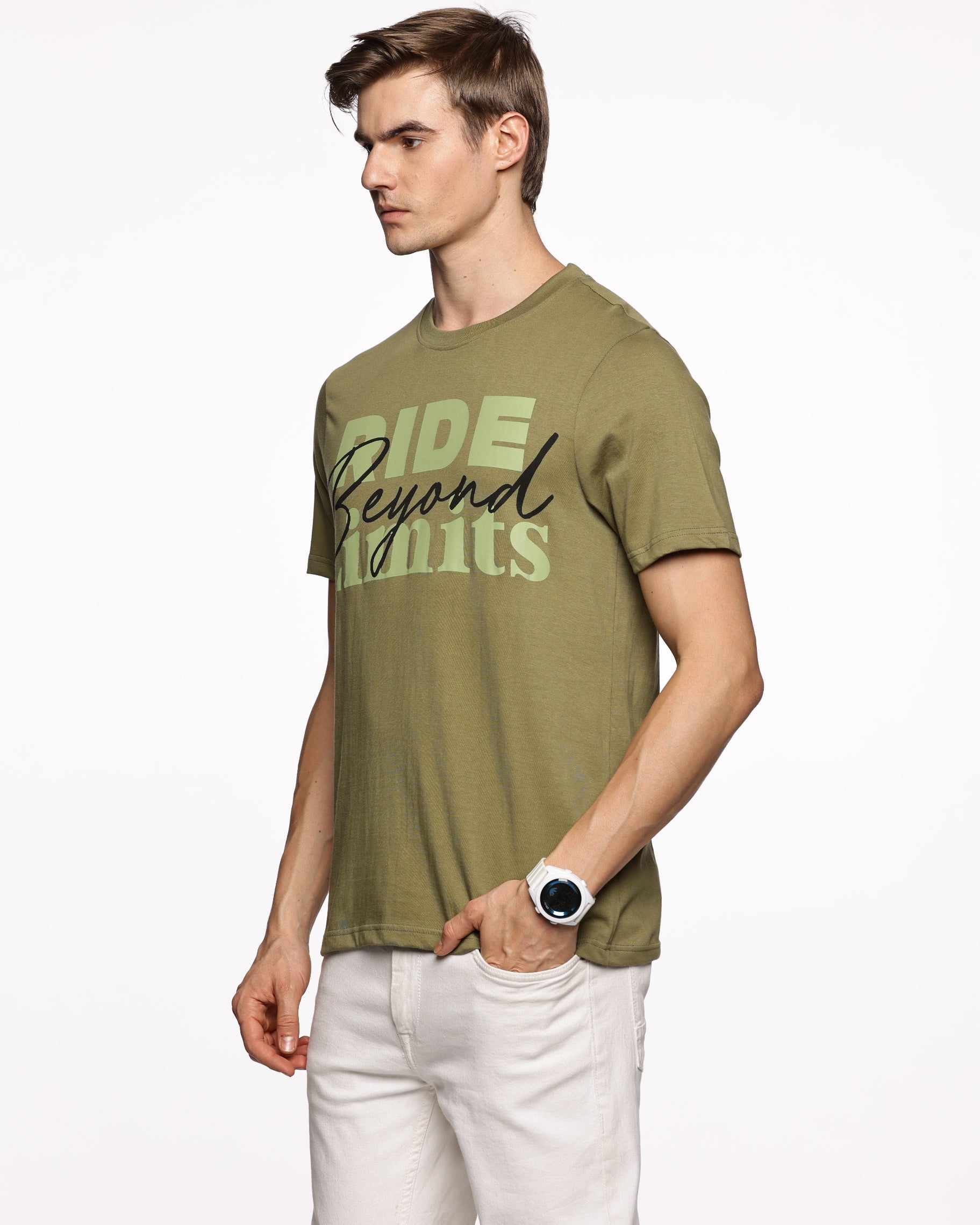 Surf's Up: Men's Half-Sleeve Wave Print Pure Cotton T-Shirt