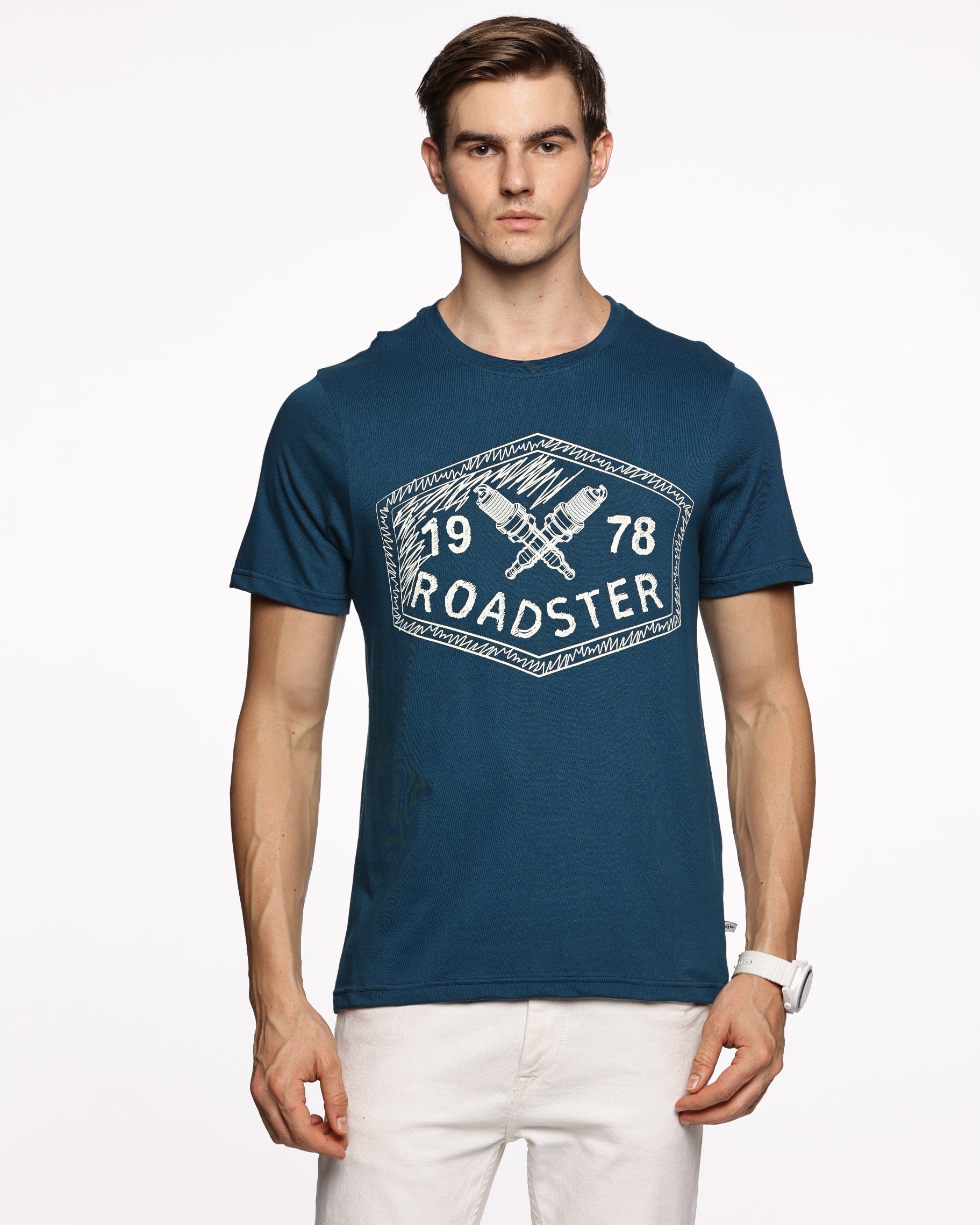 Graphic Edge: Men's Half-Sleeve Abstract Print Pure Cotton T-Shirt