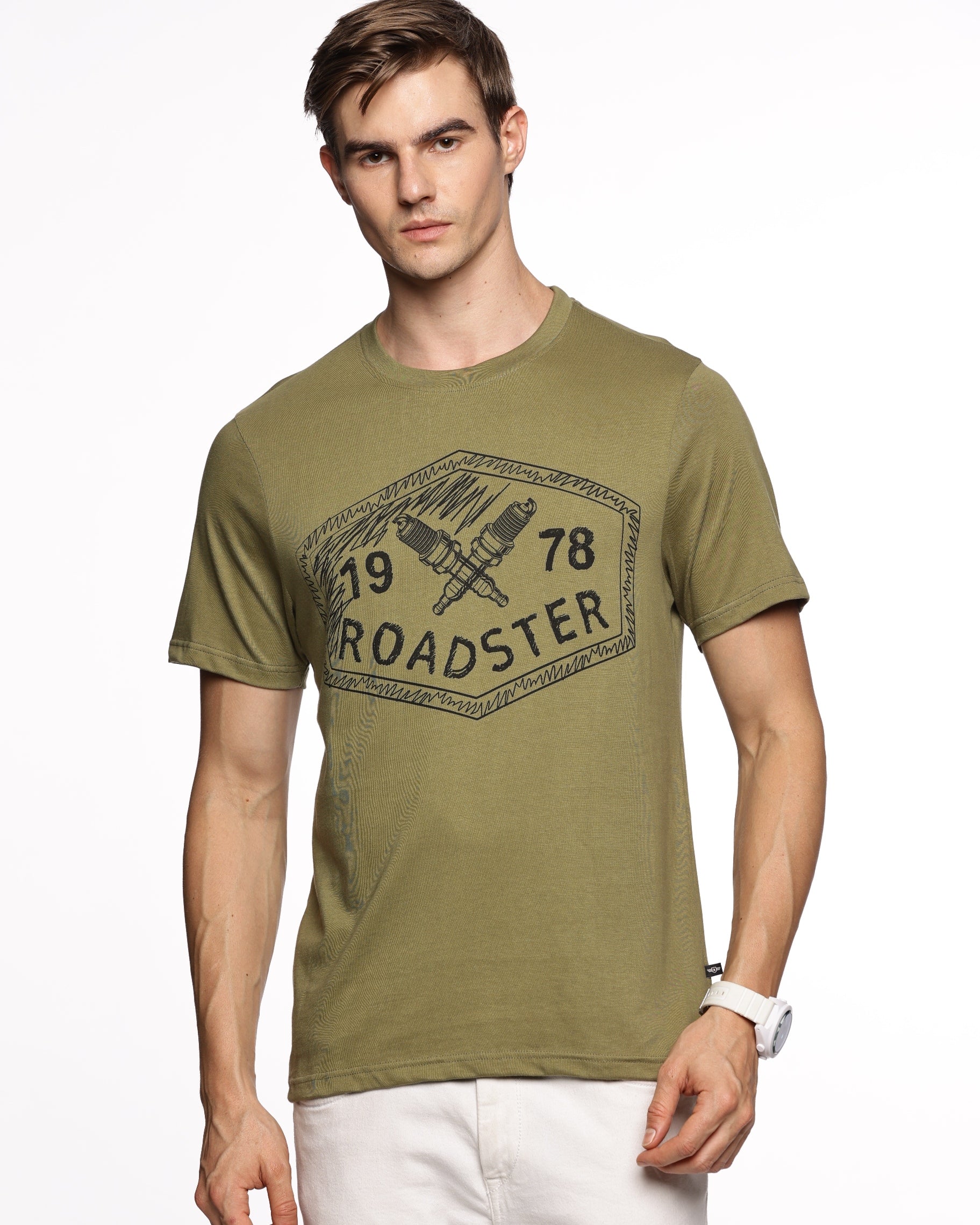 Vintage Vibes: Men's Half-Sleeve Retro Striped Print Pure Cotton T-Shirt