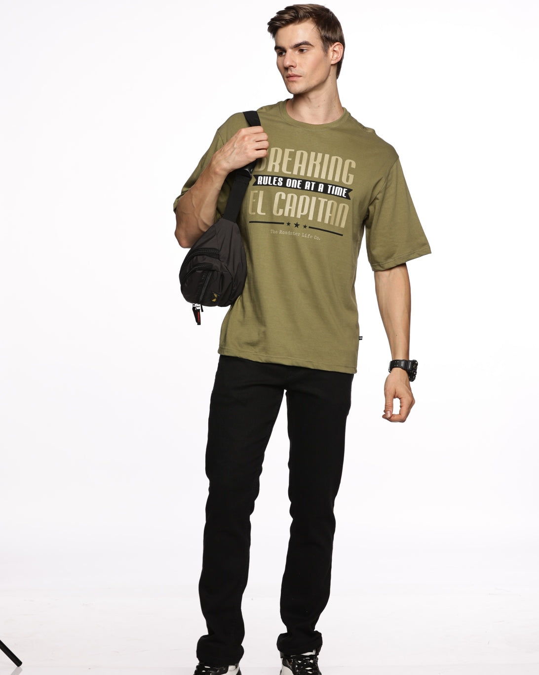 City Nights: Men's Half-Sleeve Geometric Print Pure Cotton T-Shirt