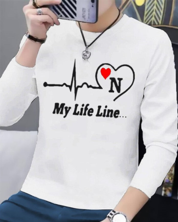 Trendy Printed Full Sleeve Vintage-Inspired T-Shirt