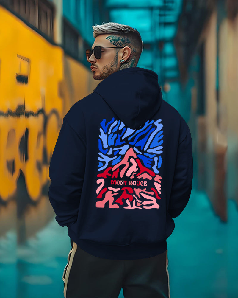 Printed Hooded Neck Sweatshirt/Navy