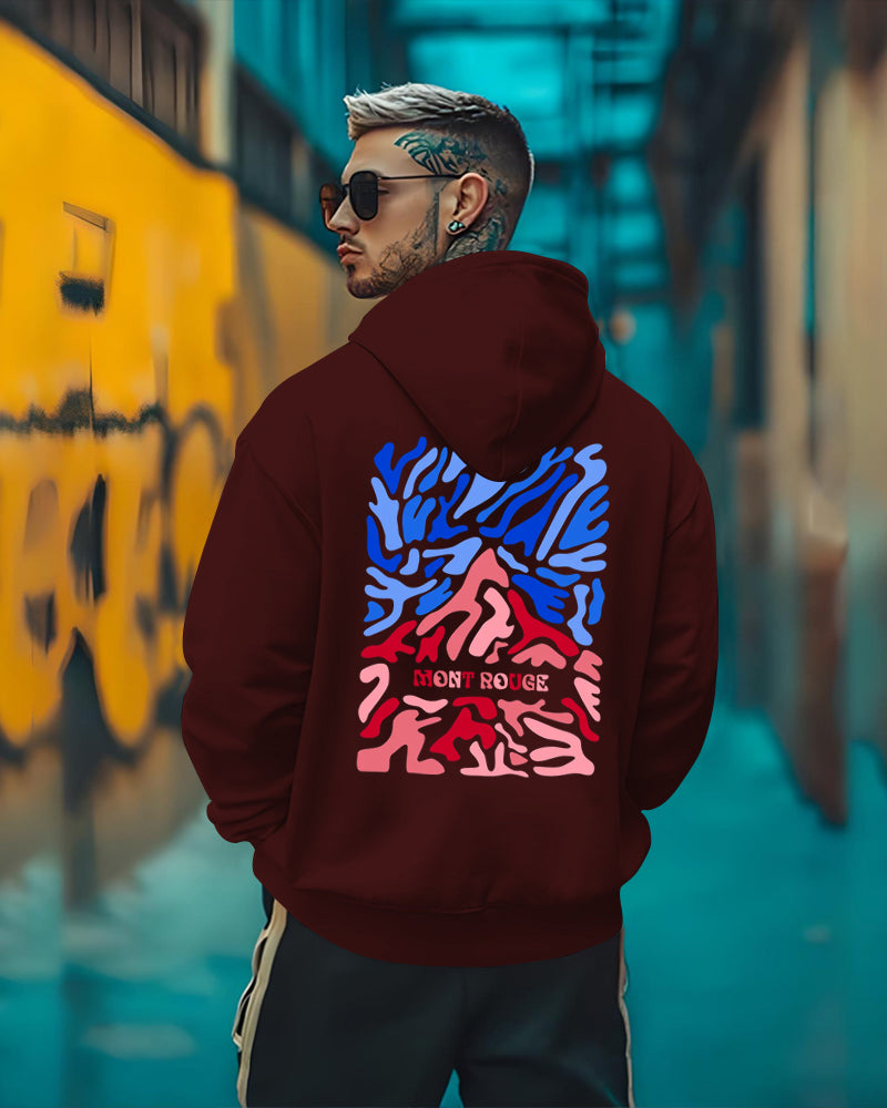 Printed Hooded Neck Sweatshirt/Maroon