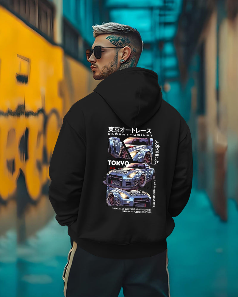 Printed Hooded Neck Sweatshirt/Black