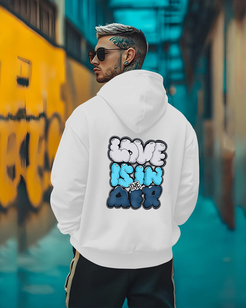 Printed Hooded Neck Sweatshirt/White