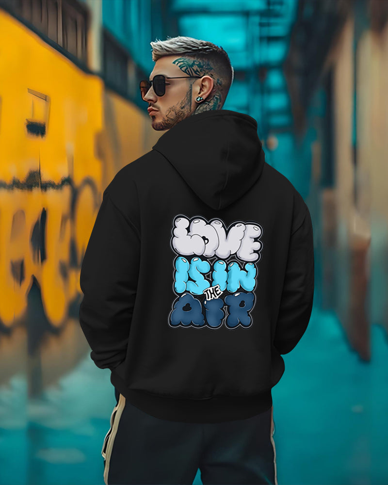 Printed Hooded Neck Sweatshirt/Black