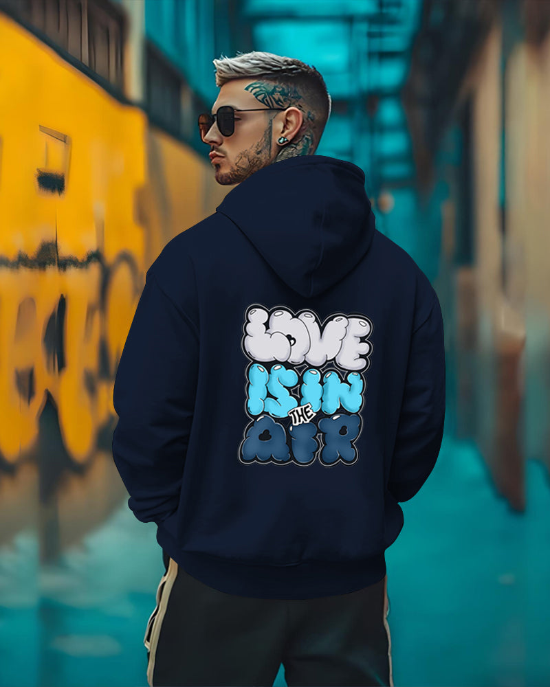 Printed Hooded Neck Sweatshirt/Navy