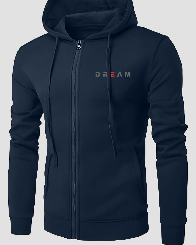 Dream Hooded Trucker Jacket for Men-Navy Blue-FRONT