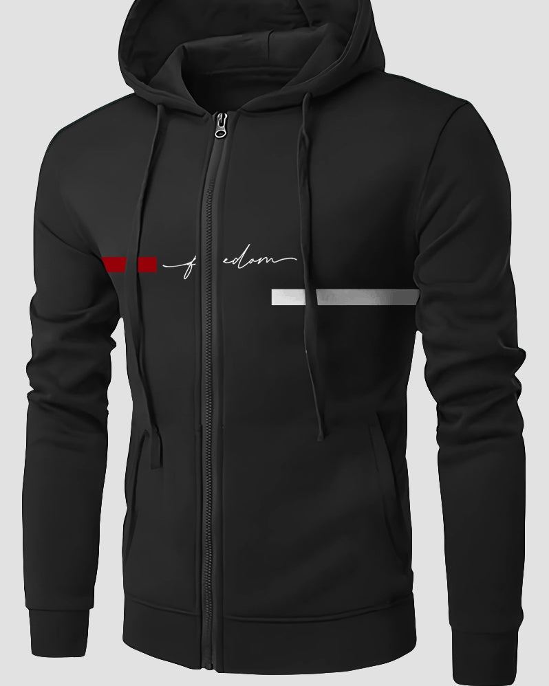 Freedom Hooded Trucker Jacket for Men-Black-FRONT