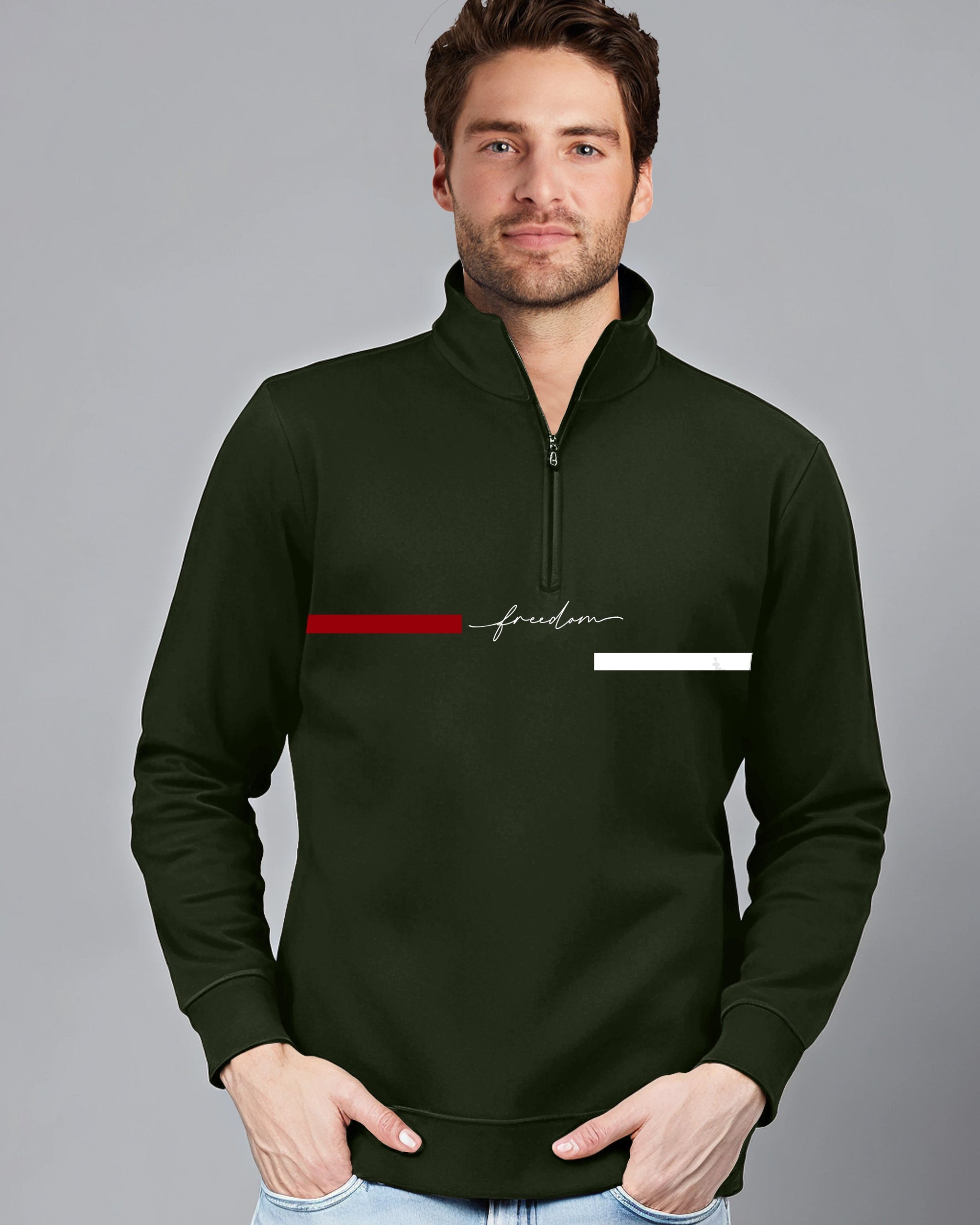 Freedom Highneck Half Zipper for Men-Green