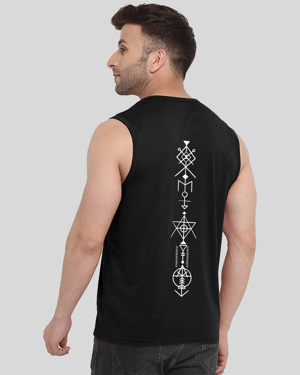 Luxury Black Back Printed Men's Vests for a Sophisticated Look-FRONT