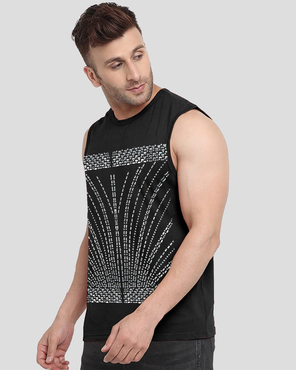 Black Printed Men's Vests for Parties: Be the Center of Attention-SIDE