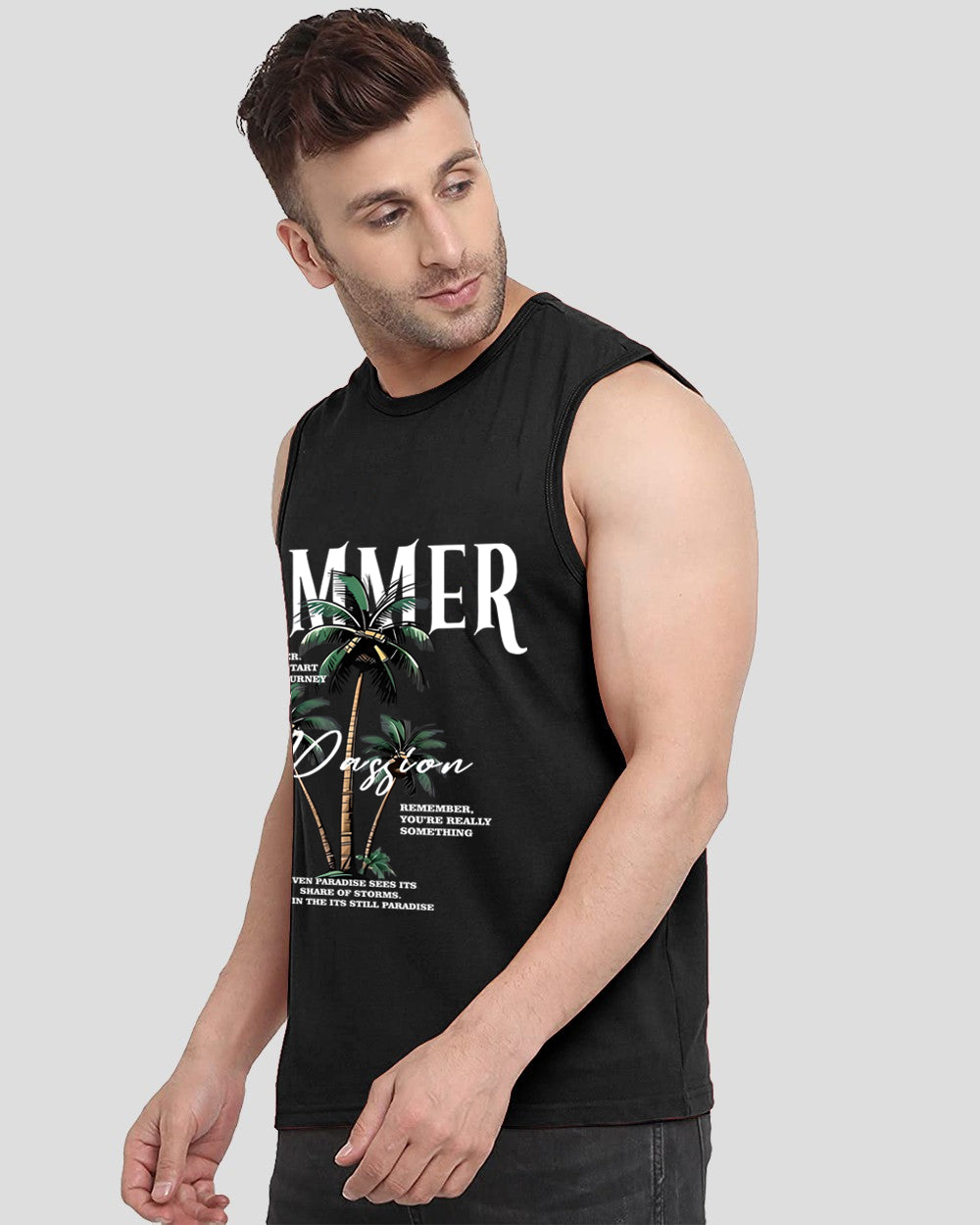 Black Summer Printed Men's Vests for Grooms: Perfect Wedding Attire-SIDE