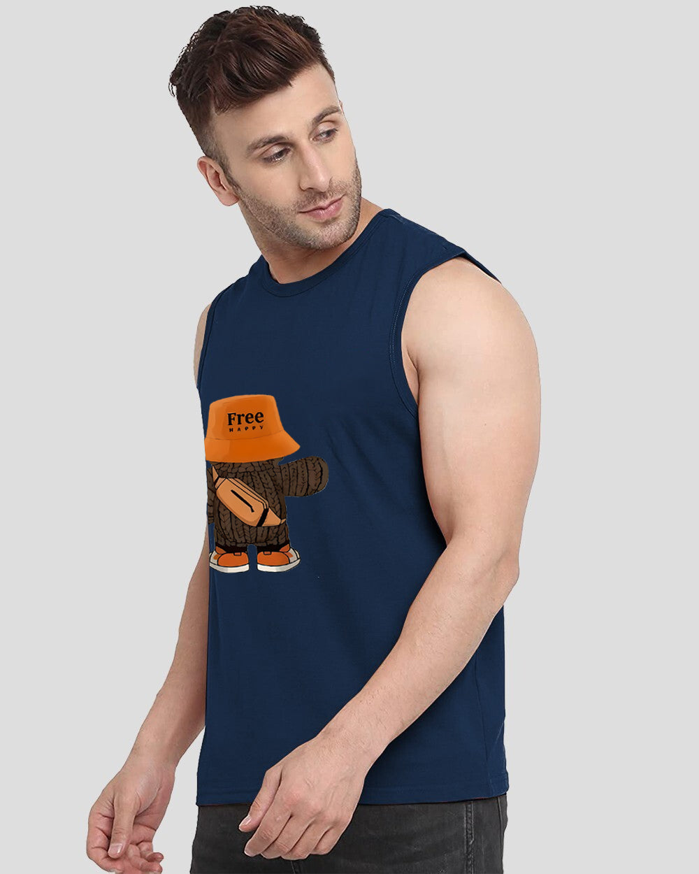 Blue Printed Men's Vests for Festive Seasons: Celebrate in Style-SIDE