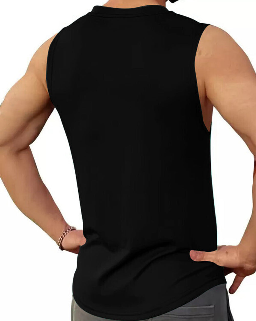 Lightweight Men's Sleeveless Polyester Vest for Fitness and Gym-SIN1