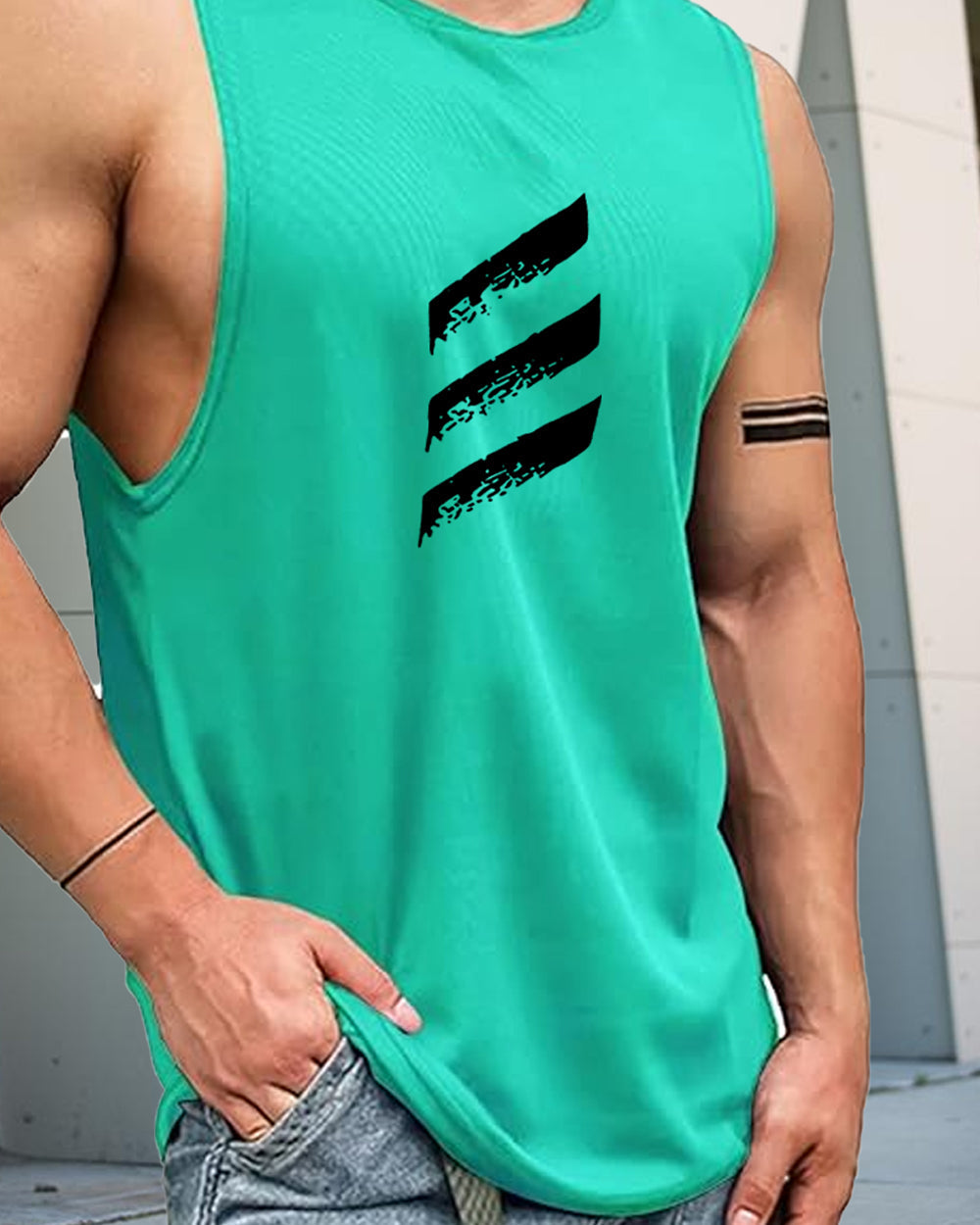 Men's Quick-Dry Sleeveless Polyester Vest for Sports and Workouts-SIN2