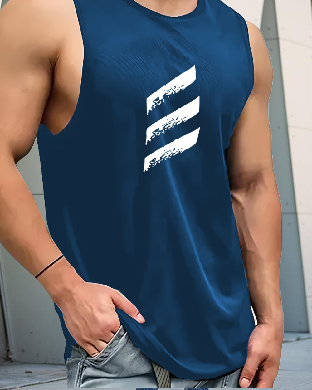 Comfortable Men's Sleeveless Polyester Vest for Gym Sessions-SIN2