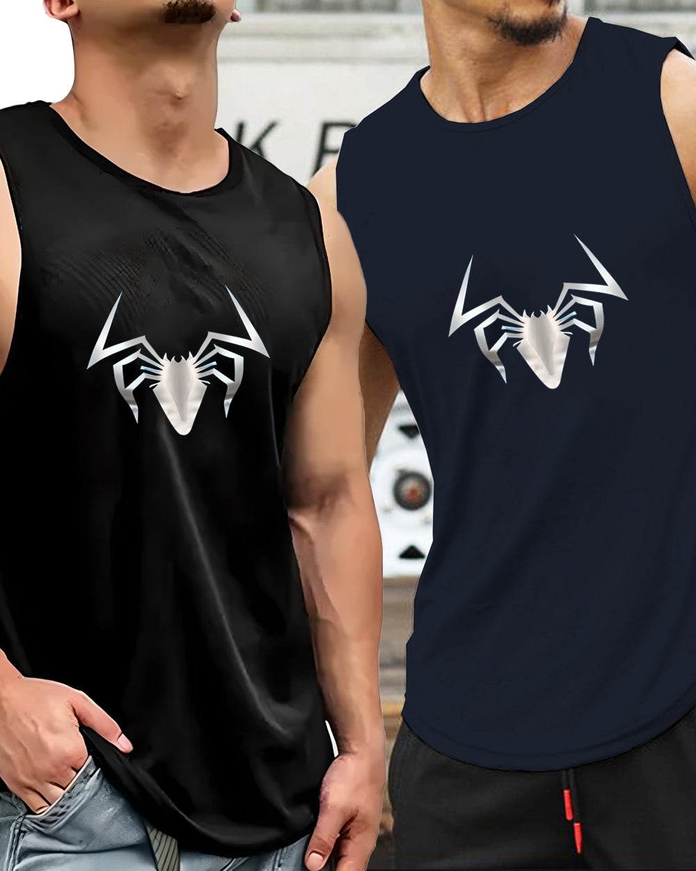 Men's Sleeveless Polyester Vest for Casual and Athletic Looks-FRONT