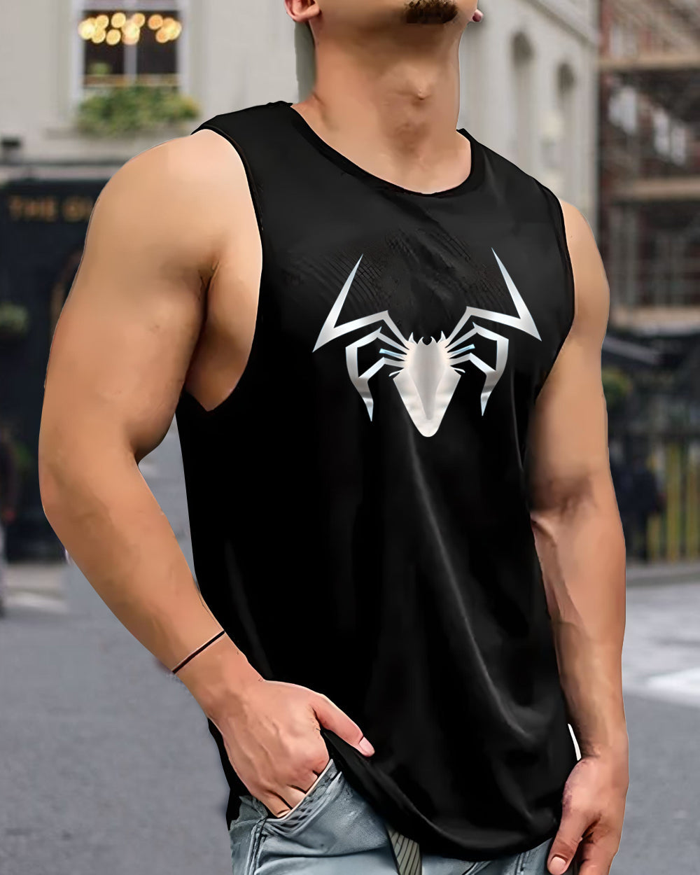 Breathable Men's Sleeveless Polyester Vest for Summer Activities-BACK