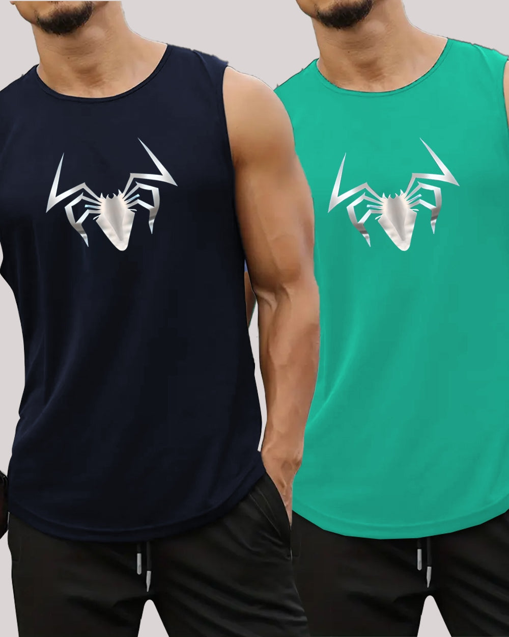 Men's Sleeveless Polyester Vest for Gym and Casual Style-FRONT