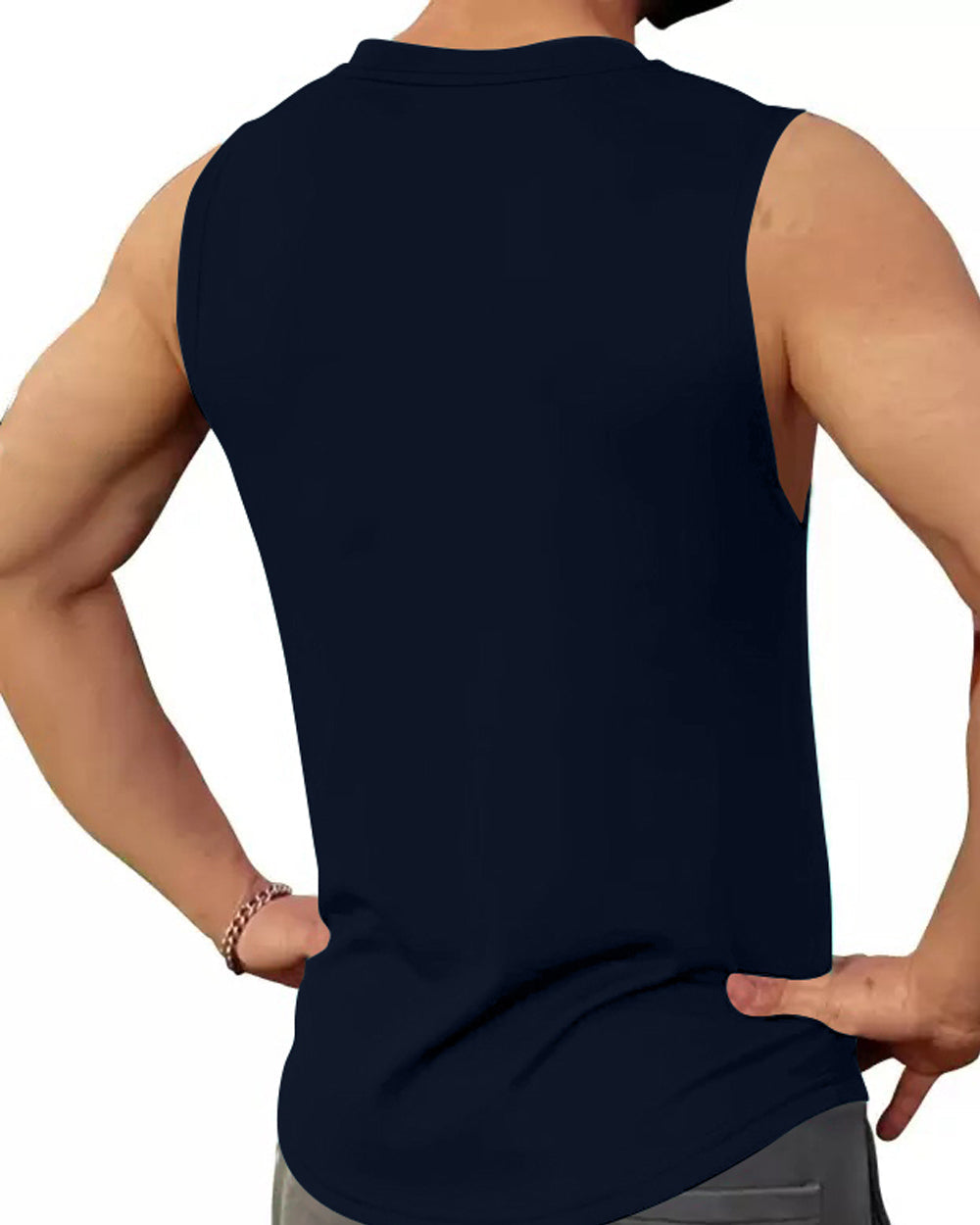 Men's Sleeveless Polyester Vest for Gym and Casual Style-SIN1