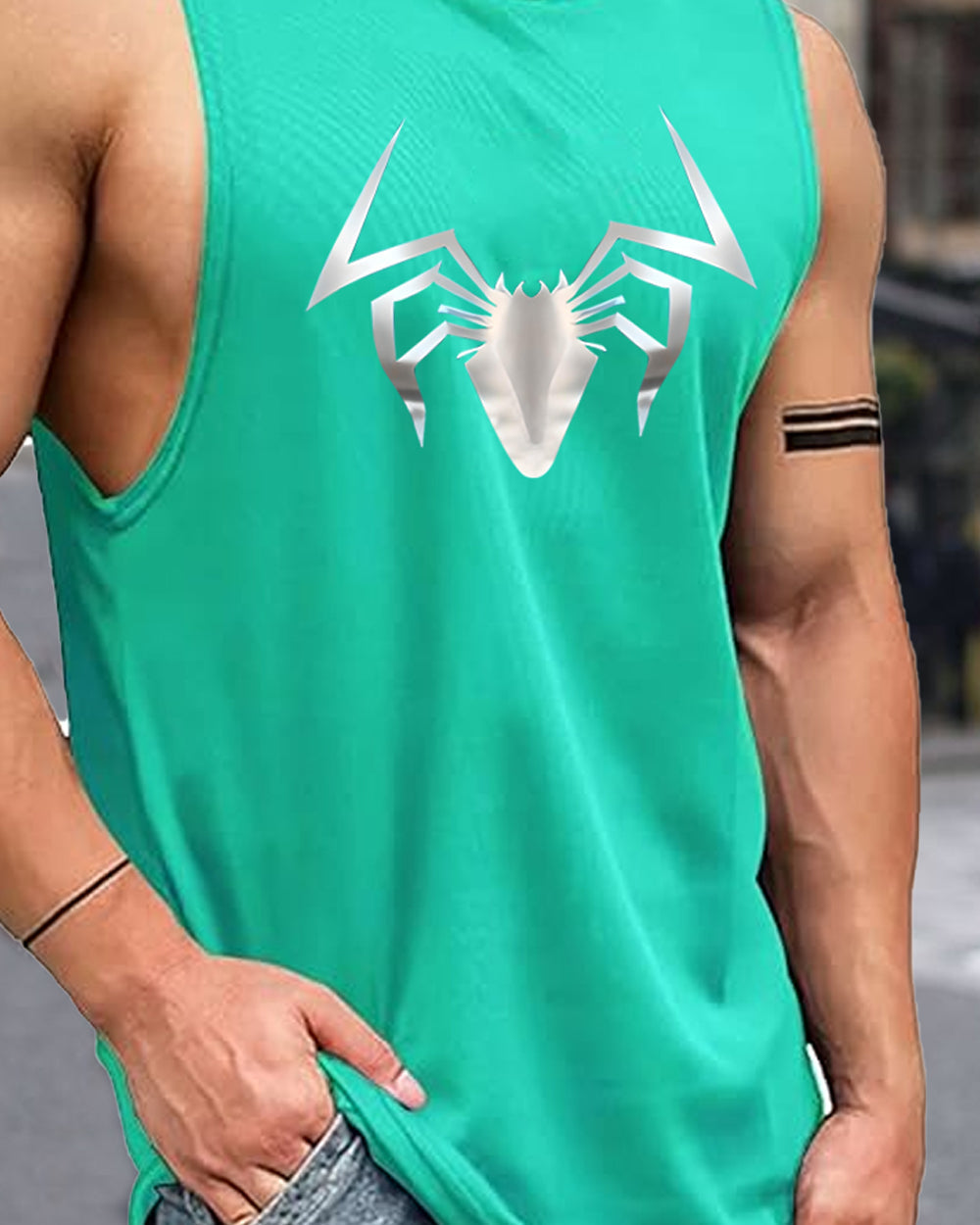 Men's Sleeveless Polyester Vest for Gym and Casual Style-SIN2