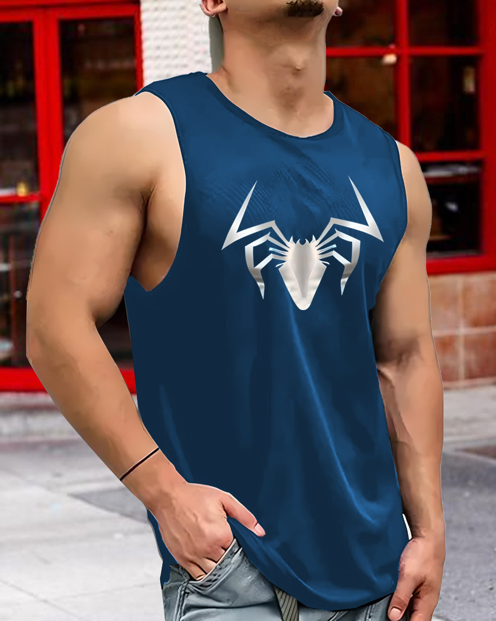 Breathable Men's Sleeveless Polyester Vest for Summer Activities-SIN2