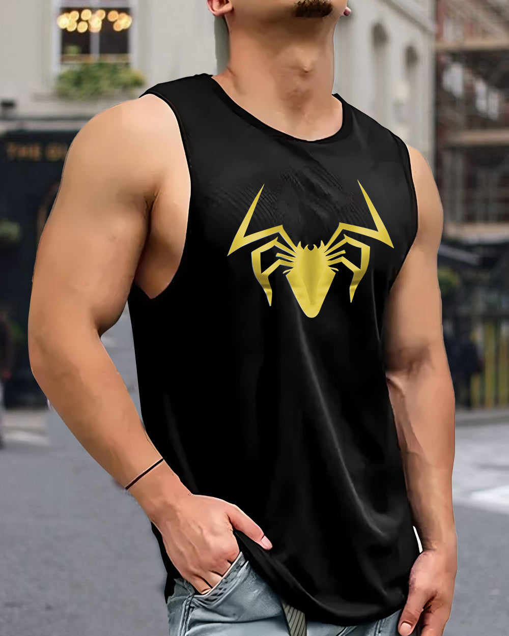 Men’s Sleeveless Polyester Vest for All-Season Comfort-BACK