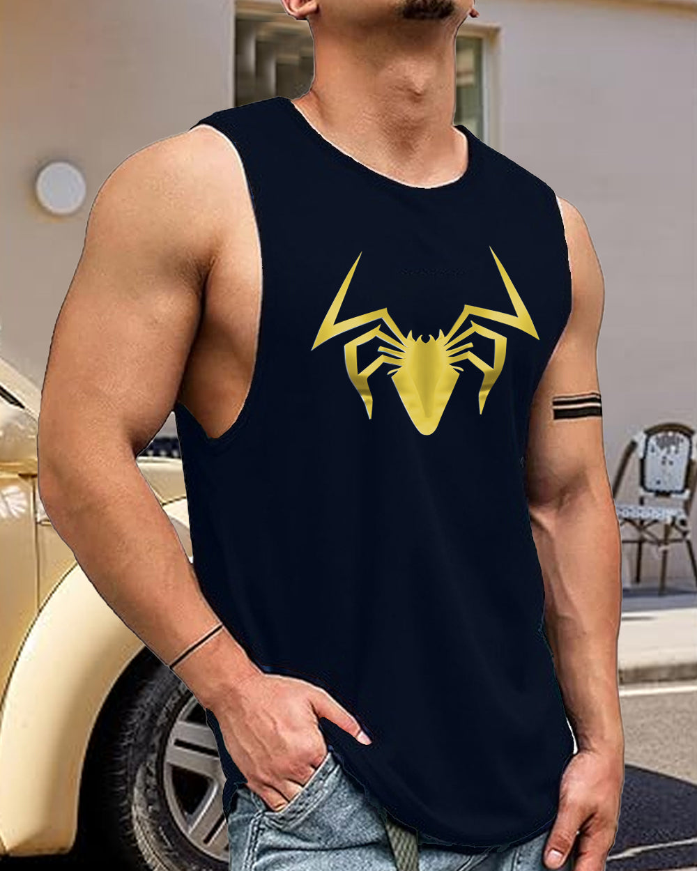 Men’s Sleeveless Polyester Vest for High-Intensity Sports-SIN2