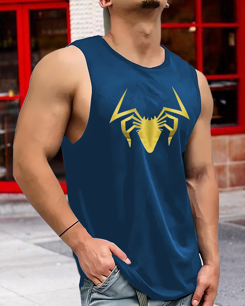 Men’s Sleeveless Polyester Vest for All-Season Comfort-SIN2