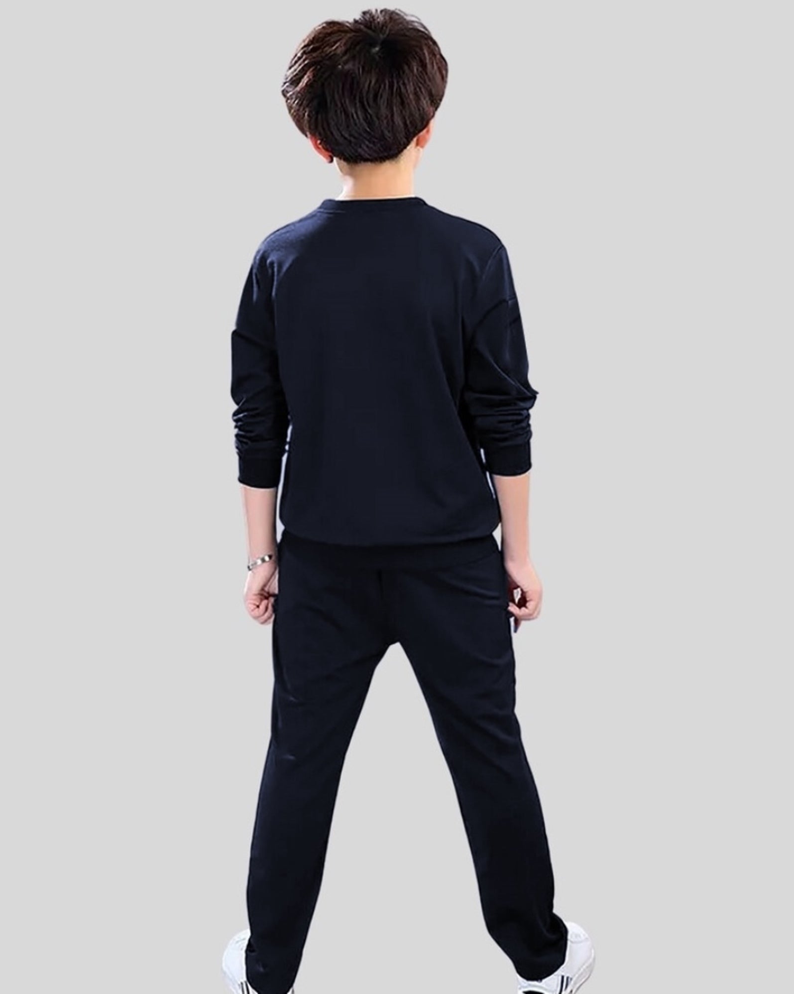 Navy Cotton Blend Boys' Co-Ord: Casual Top and Bottom Set.-BACK