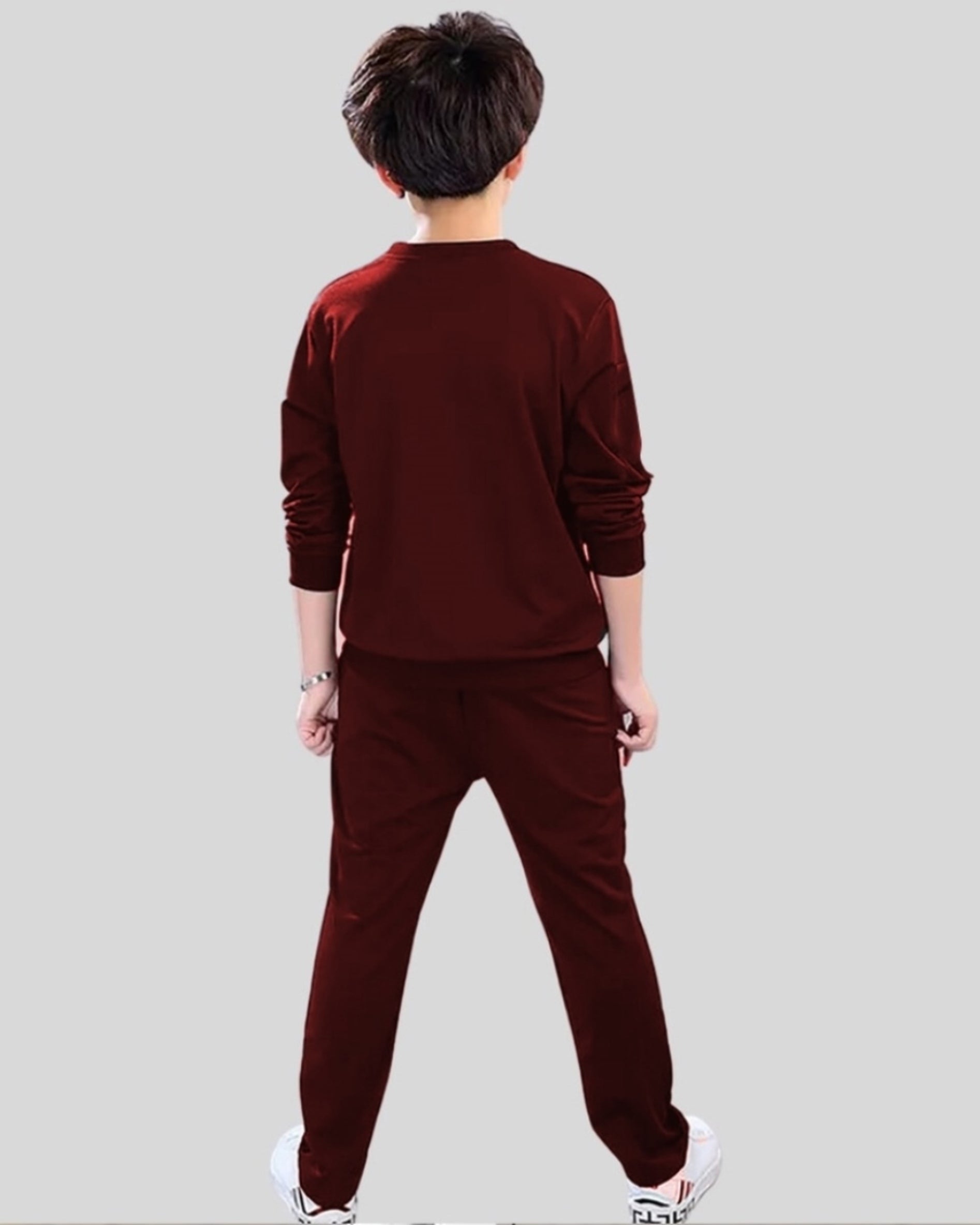 Maroon Digital Printed Cotton Blend Set for Boys.-BACK