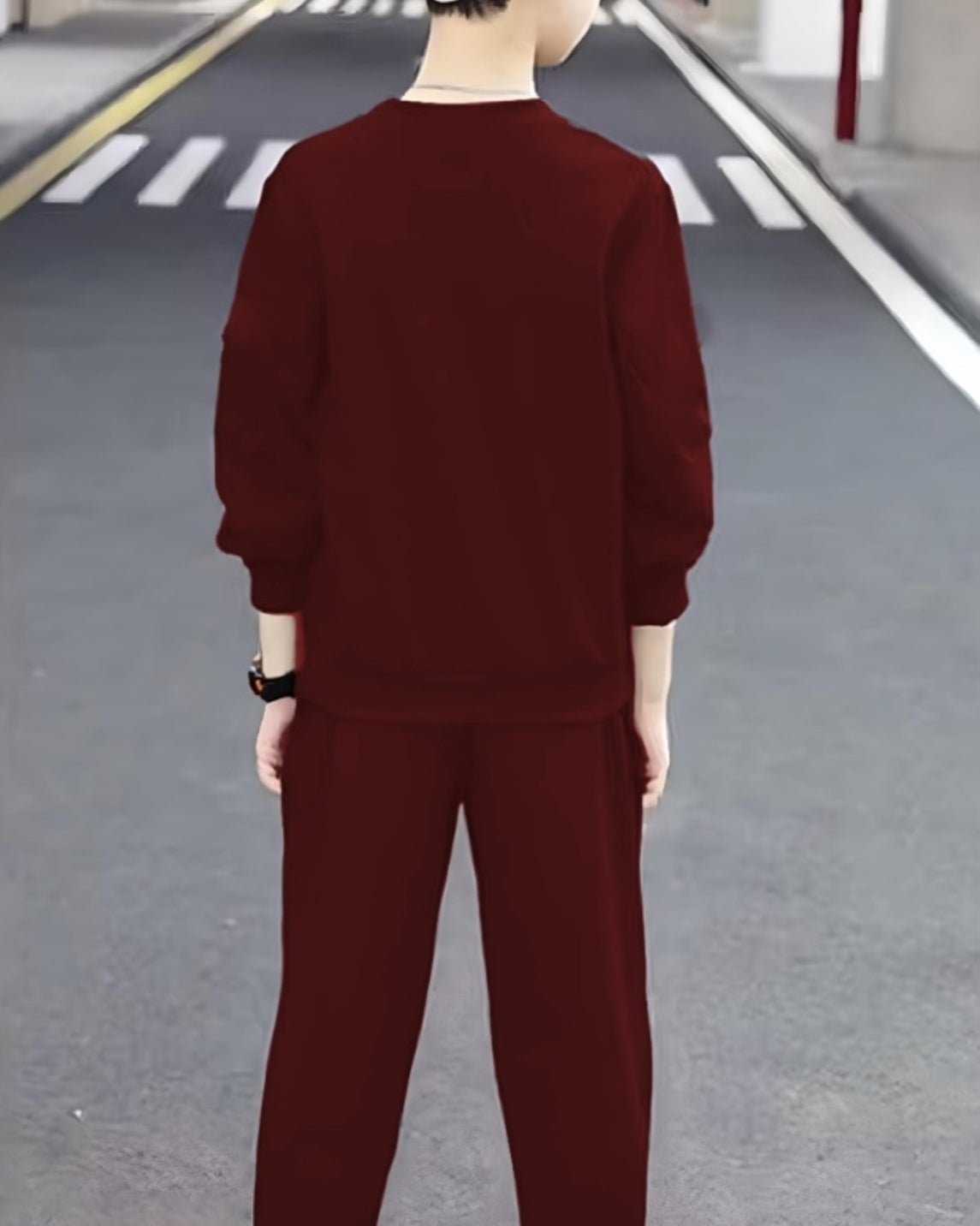 Boys' Maroon and Super Bike Digital Printed Two-Piece Outfit-BACK