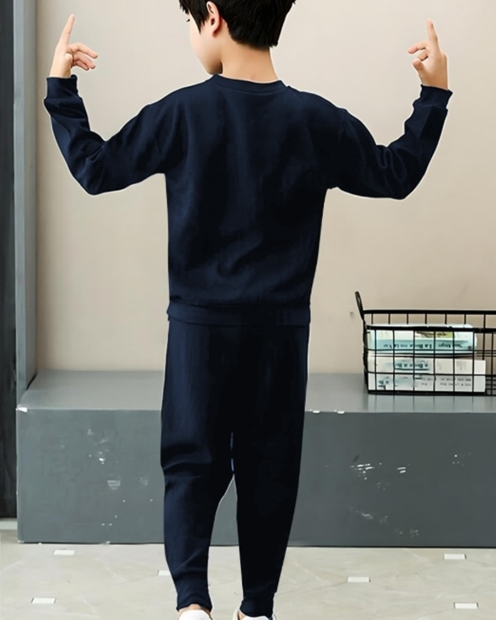 Black Green Shoe Digital Printed Cotton Blend Outfit for Boys-BACK