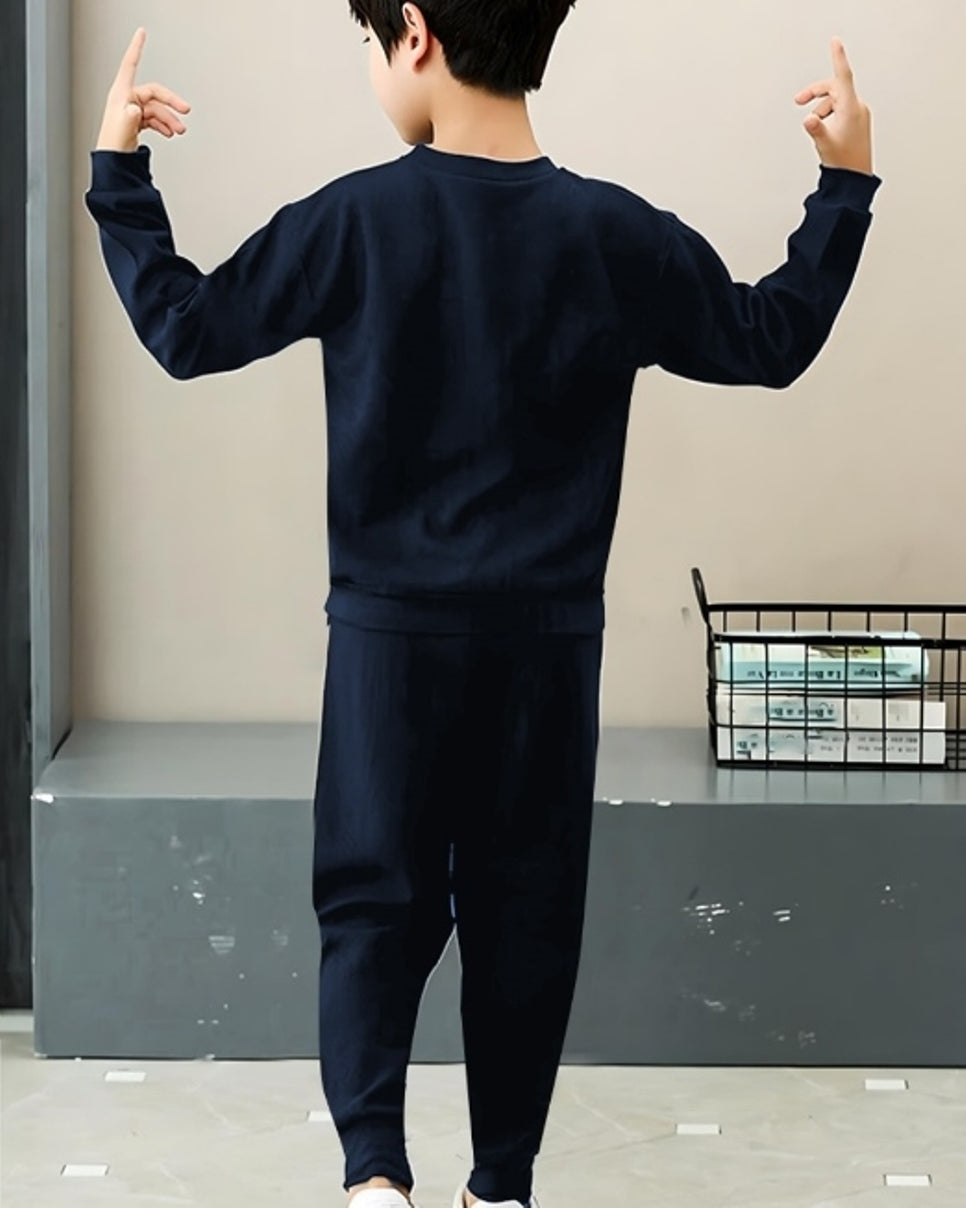 Navy Spider Digital Print Boys' Matching Cotton Blend Outfit.-BACK