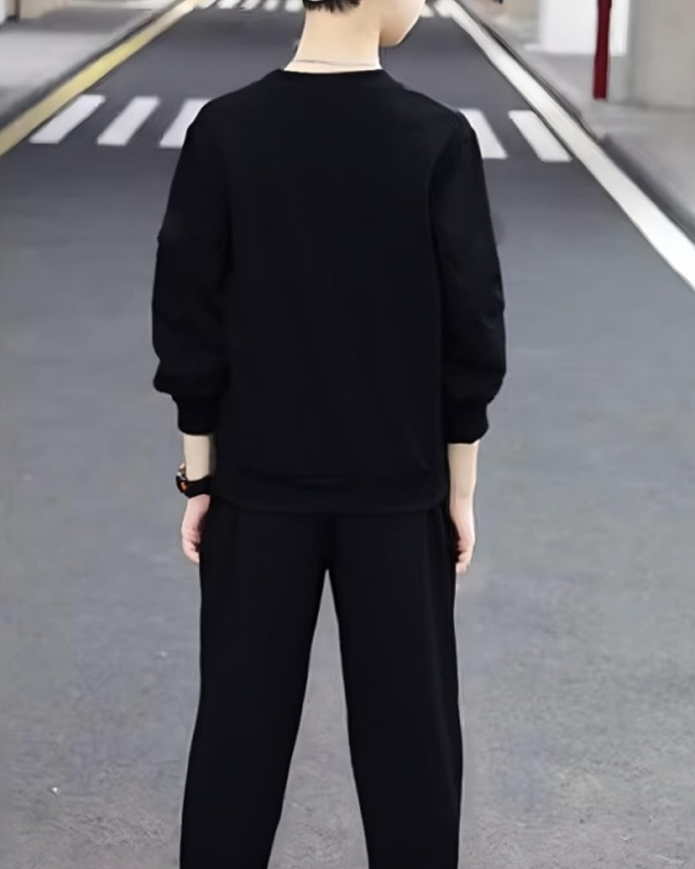 Boys' Black Gamepad Digital Print Cotton Blend Ensemble.-BACK