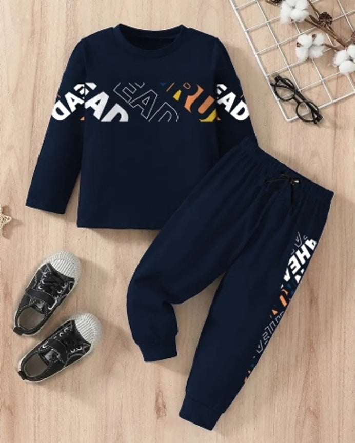 Navy Ahead Digital Printed Coordinated Outfit for Boys.-FRONT