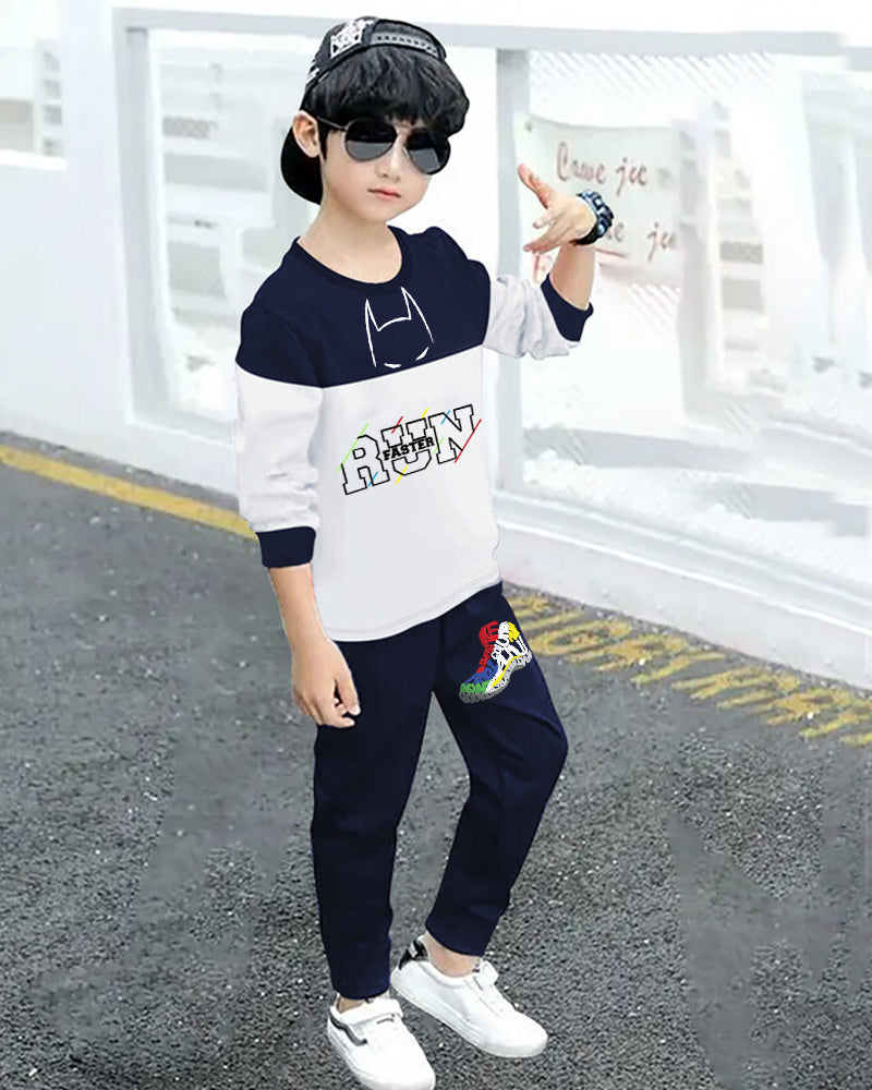 Boys’ Full-Sleeve Striped T-Shirt and Track Pants Set for Casual Comfort-side