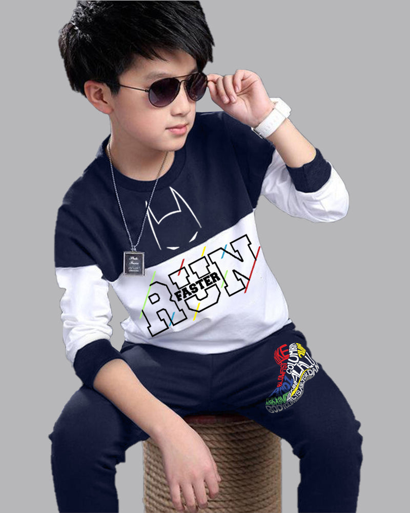 Boys’ Full-Sleeve Striped T-Shirt and Track Pants Set for Casual Comfort-front