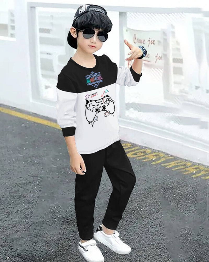 Boys’ Full-Sleeve Graphic T-Shirt and Jogger Pants for Cool Kids
-side