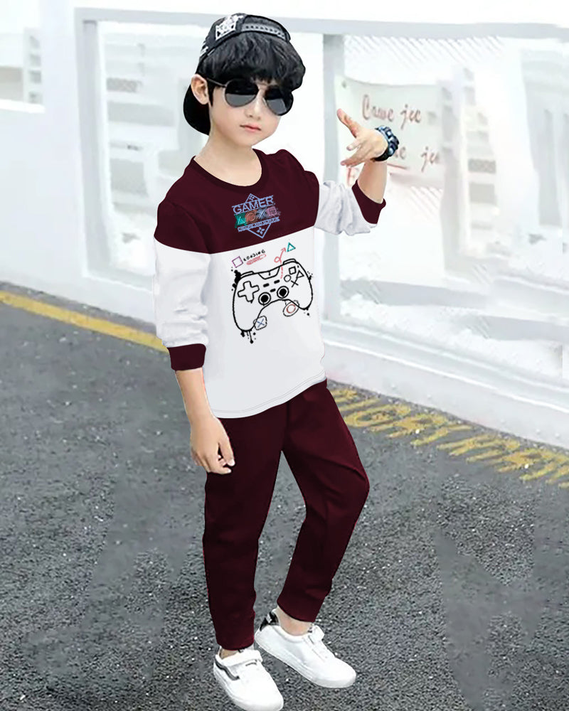 Trendy Boys’ Summer Cotton Top and track pants Set for Active Kids-side