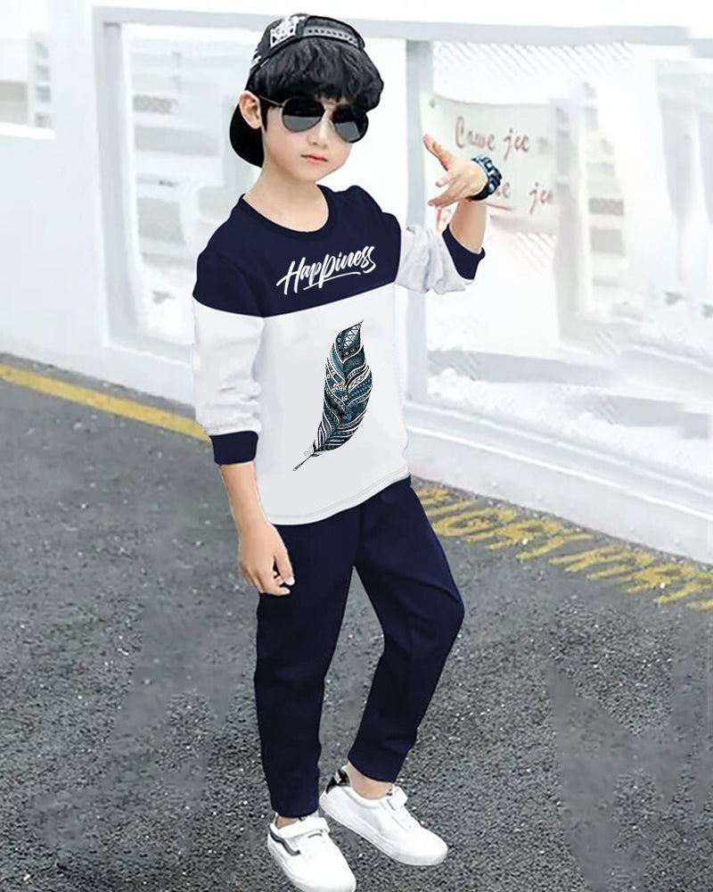 Boys’ Cartoon Printed T-Shirt and track pants Set for Playful Days-side