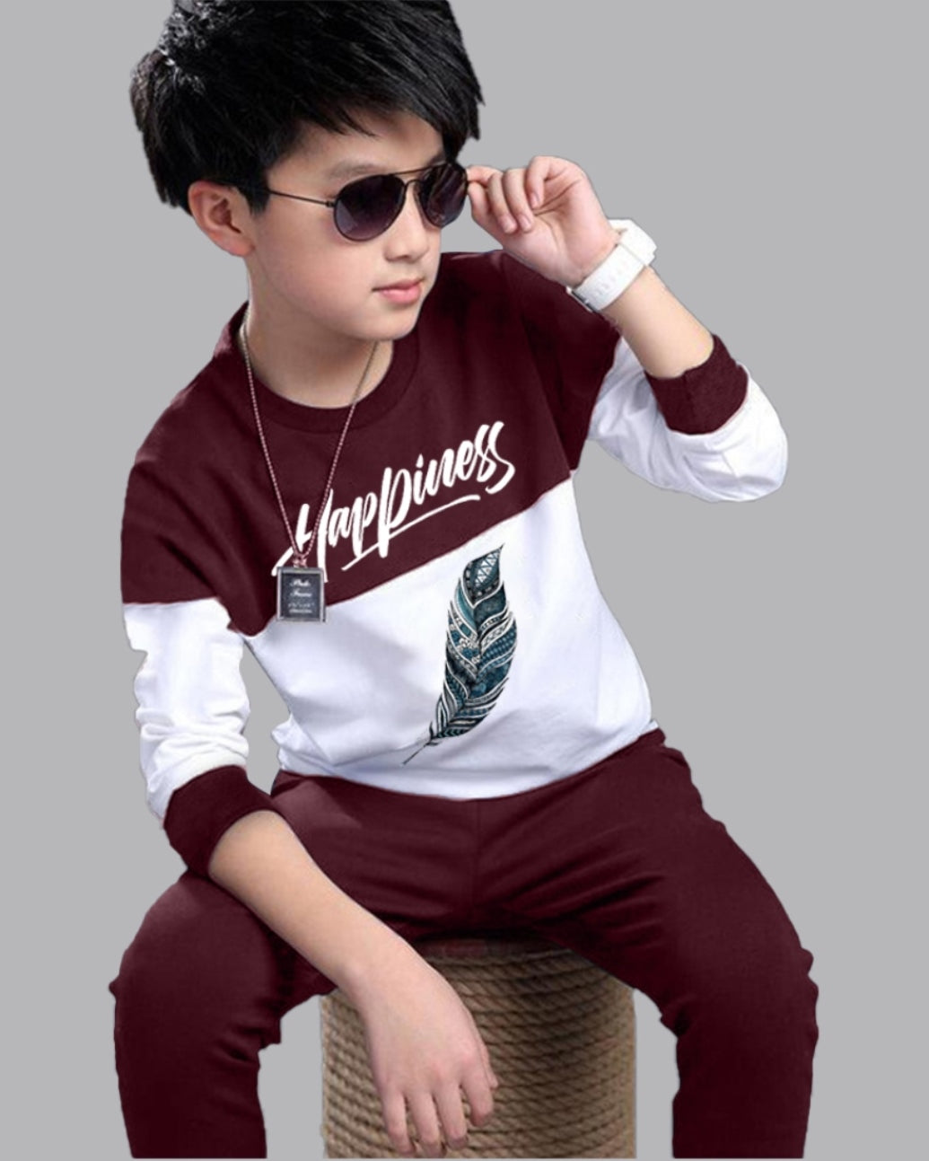Casual Boys’ Hoodie and Jogger Set for a Sporty Look-front