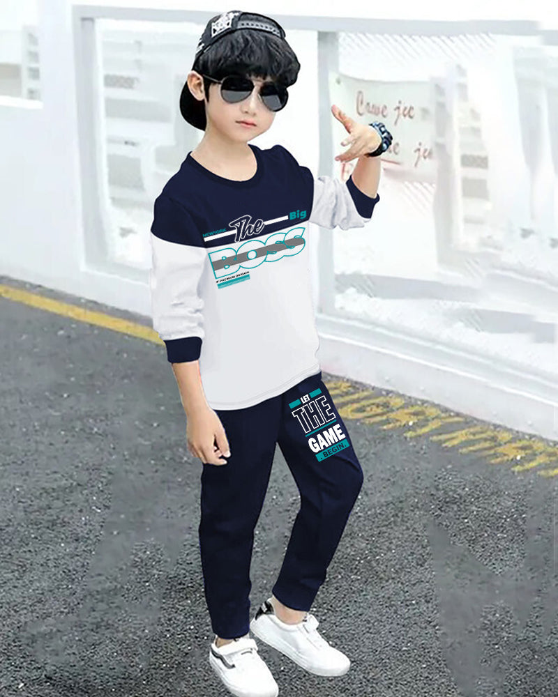 Boys’ Color-Block T-Shirt and Track Pants Set for Athleisure Style-side