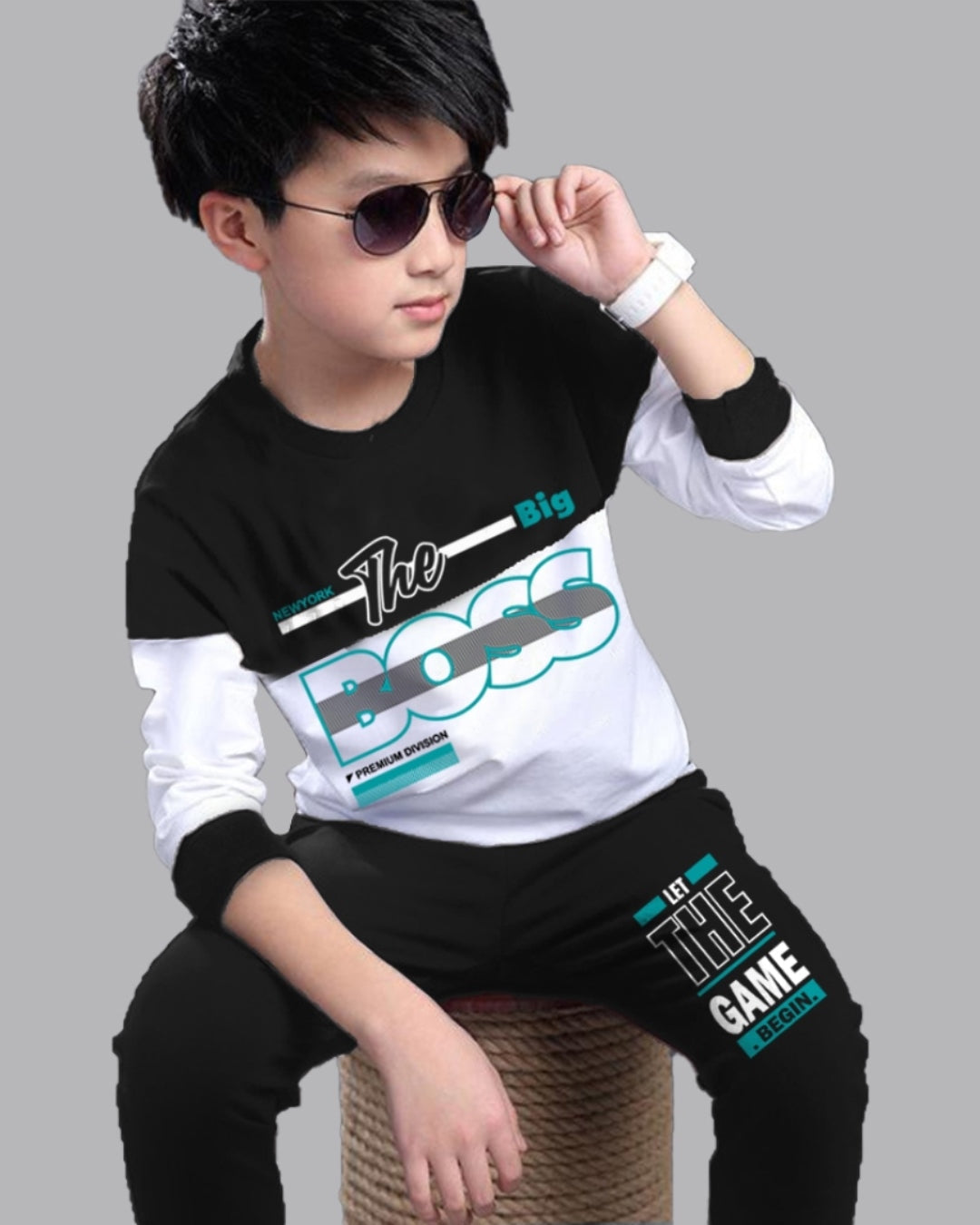 Boys’ Casual Polo T-Shirt and Chino track pants Set for Smart Outings-front