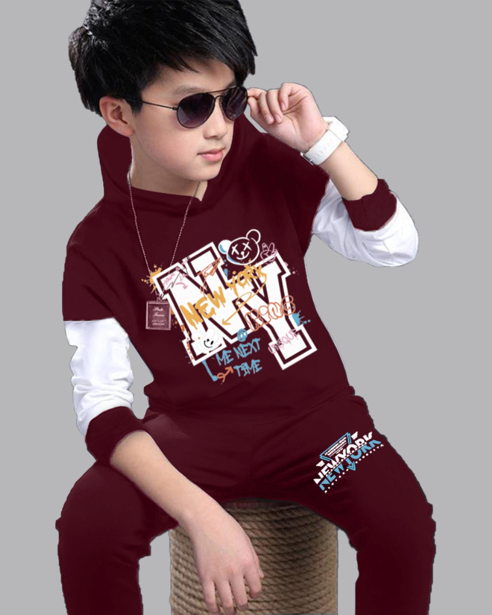 Boys’ Dinosaur-Themed T-Shirt and track pants Set for Fun-Loving Kids
-front